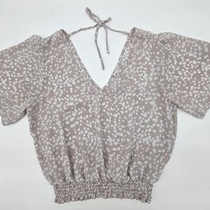 Nine Britton Taupe and White Patterned Blouse